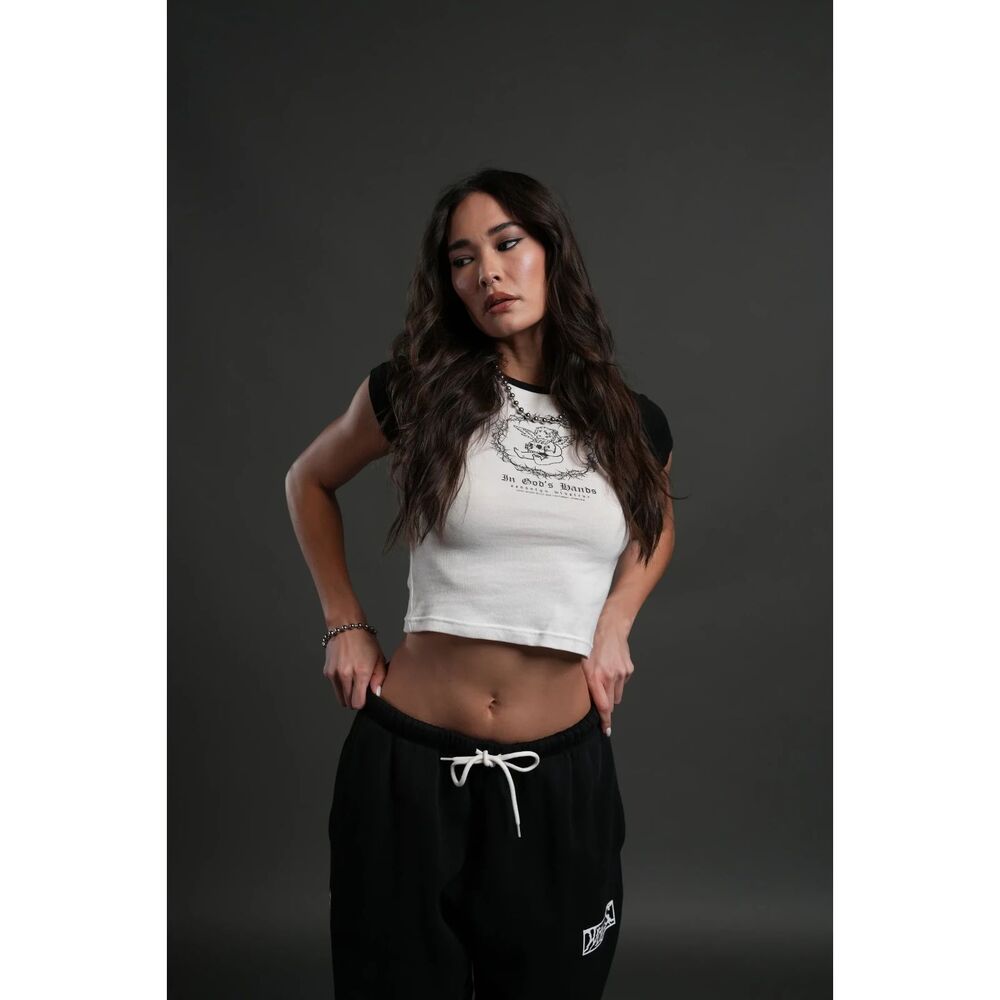 Darc Sport SHE In God's Hands Baby Tee Womens M #300/1000 Limited Raglan